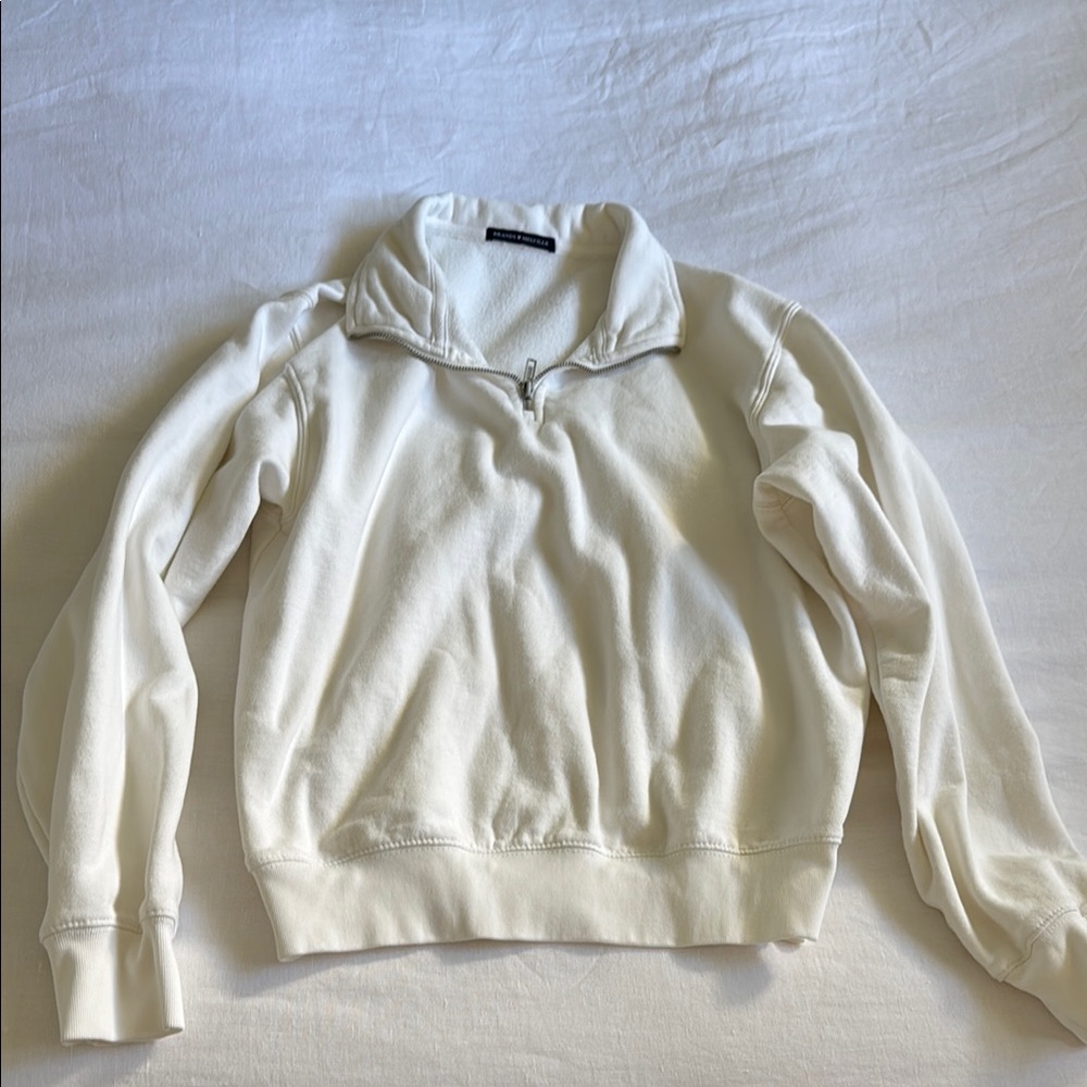 Brandy Melville Cream Quarter-Zip Top